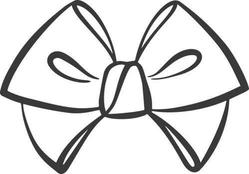 Hair bow. Cute simple vintage design with ribbons. Black outline accessory perfect for gifts holidays birthdays and decorative collections. png