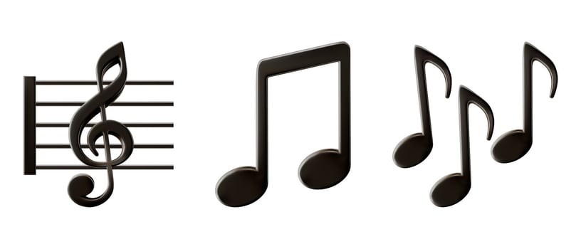 Music emoticon emoji. Musical note sheet, lines of keys, treble vector