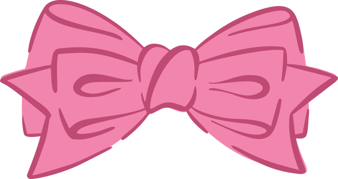 Hair ribbon bow illustration. Cute pink tie with knot for present decoration. Cartoon simple girly drawing romantic accessory. png