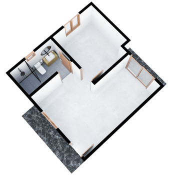 Empty 3D Floor plan of a home, 3D illustration. Top View. png