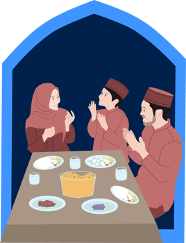 Breaking the fast with family in the month of Ramadan clipart png