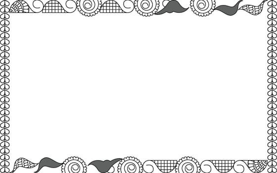 A black and white frame with a decorative pattern vector