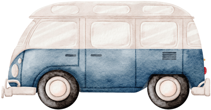 Watercolor with Blue Van Car png
