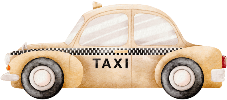 Watercolor with Taxi Car png