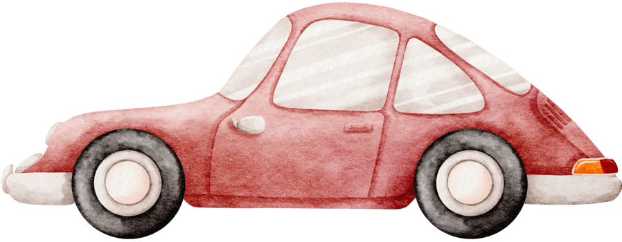 Watercolor with Red Sport Car png
