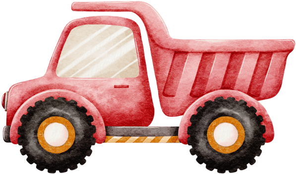 Watercolor Red Construction Dump Truck png