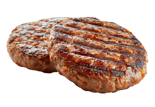 Two burger patties isolated png