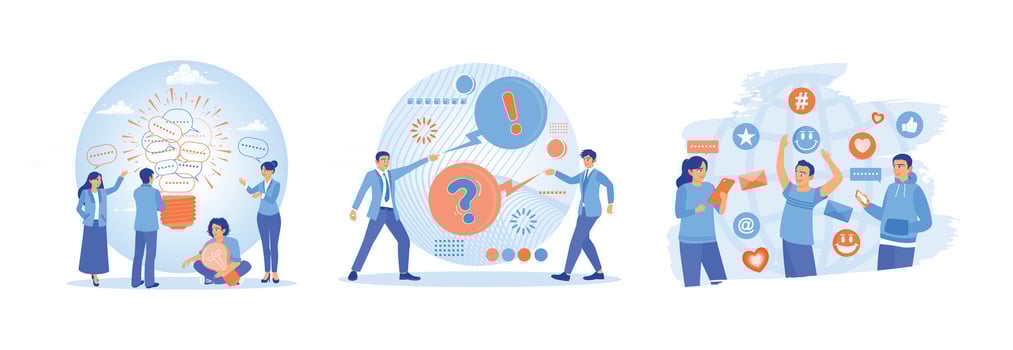Creative collaboration and idea sharing in teamwork and innovation concepts. vector