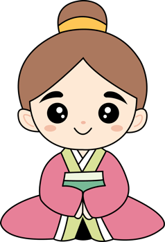 a cartoon girl in a traditional korean dress png