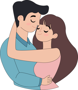 cartoon couple hugging clipart png