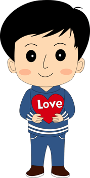 cartoon boy holding heart clipart png