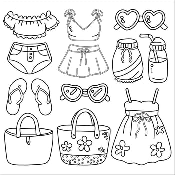 Summer Clothing and Accessories Illustration vector