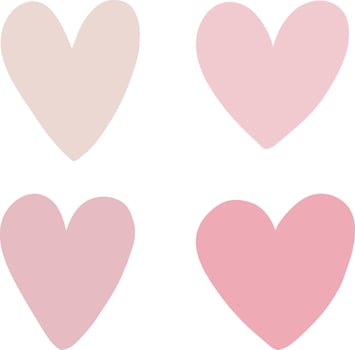 Set of pink hearts illustration, simple object design icon for Valentine's Day, Wedding, love, pride month, romance, equality, celebration of each gender. isolated on white. vector