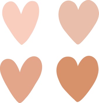Set of beige hearts illustration, simple object design icon for Valentine's Day, Wedding, love, pride month, romance, equality, celebration of each gender. isolated on white. vector