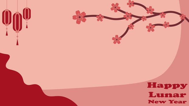 Background Graphic Illustration of Lunar New Year or Chinese New Year celebration with cherry blossom illustration, Copy Space Area. Suitable to be placed on content with that theme. vector