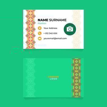 Name Card Design with Geometric Chinese Vertical Ornament vector