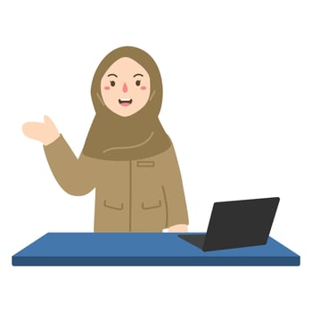 Indonesian Female Teacher in Hijab and PNS Uniform vector