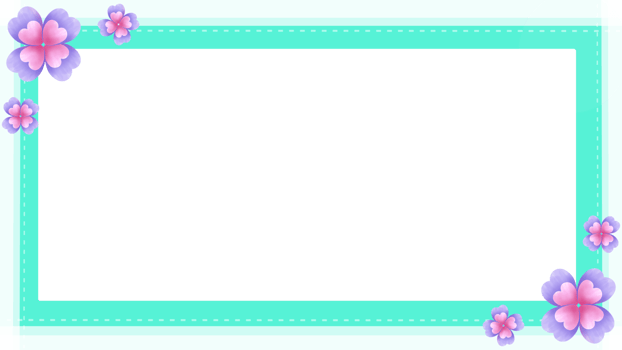 cute background decorated with blue frame and cute flower png