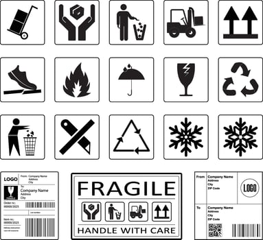 Set of packaging products design Fragile symbol Art an Illustration vector