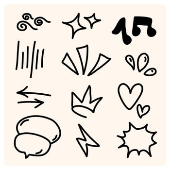Set of grunge emo doodle elements vector