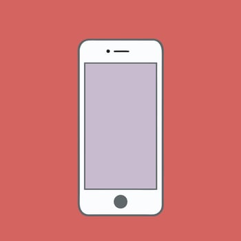 An iphone with a blank screen on a red background vector
