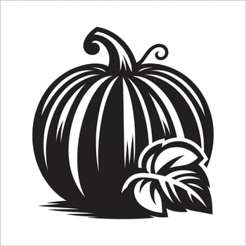 Pumpkin vegetables and fruits drawing silhouette vector