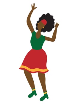 Stylized simple hand drawn illustration of happy African American woman dancing vector