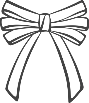 Ribbon bow and tie with knot for hair. Cute black doodle illustration. Vintage hand drawn outline decorative girly accessory. Fashion element for birthday, Christmas. png