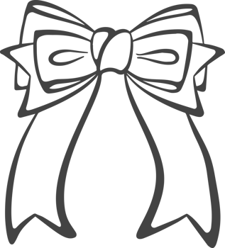 Ribbon bow and tie knot for hair. Cute black doodle illustration. Vintage hand drawn outline decorative girly accessory. Fashion element for birthday and Christmas png