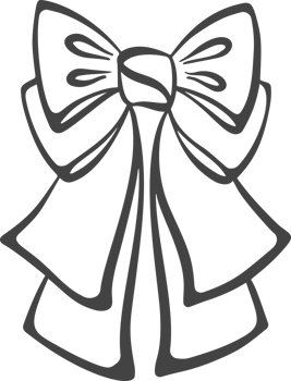 Ribbon bow and tie with knot for hair. Cute black doodle illustration. Vintage hand drawn outline decorative girly accessory. Fashion element for birthday png