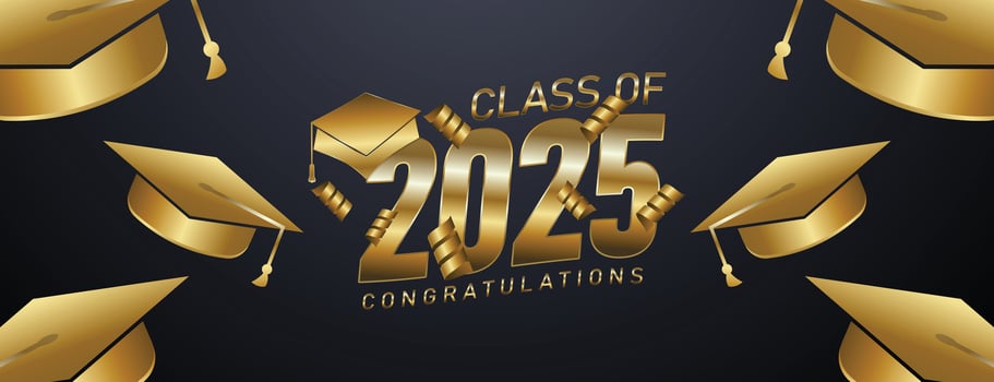 Luxurious Senior Class of 2025 golden ribbon design for academic achievements and festive celebrations on a sophisticated dark background vector