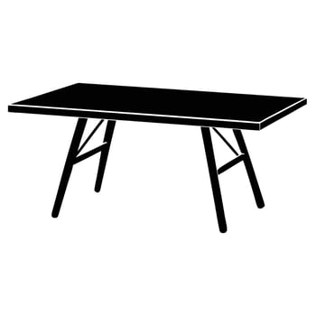 Wooden Table with Metal Legs Silhouette on White vector