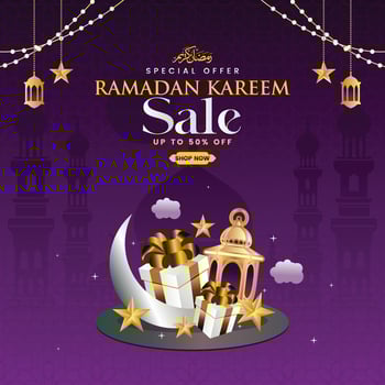 Ramadan Kareem Sale Elegant banners, stickers, badges, and ads featuring a realistic moon, mosque, stars, and Islamic background. Do not miss the special offers this Ramadan Big Sale. vector