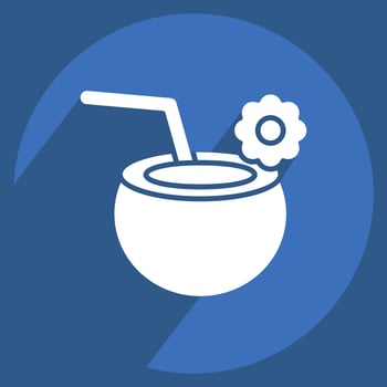 Icon Coconut. related to Summer symbol. long shadow style. design editable vector