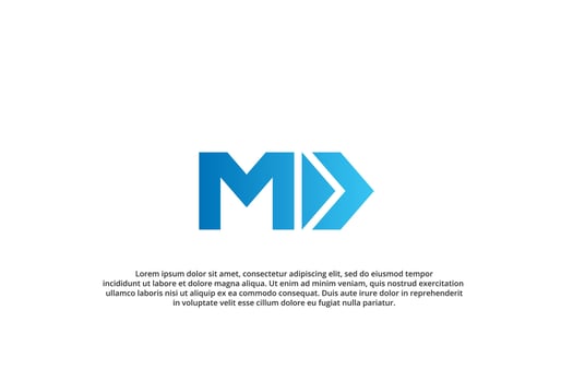 letter m d x arrow media play button logo modern business vector