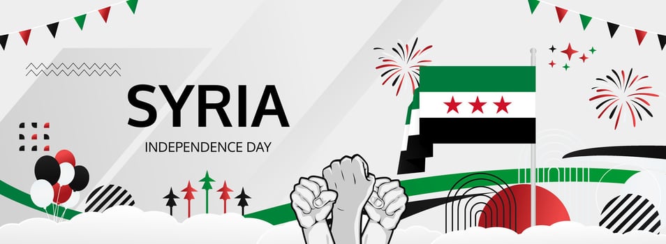 Unique Cultural Tourism Banner. Welcome visitors to Syria Independence Day on April 17th. Engaging design for tourist attractions vector