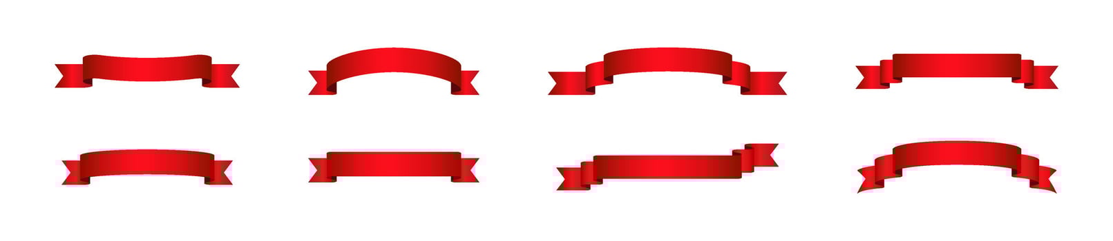 Set of Red Ribbon Banner Designs vector