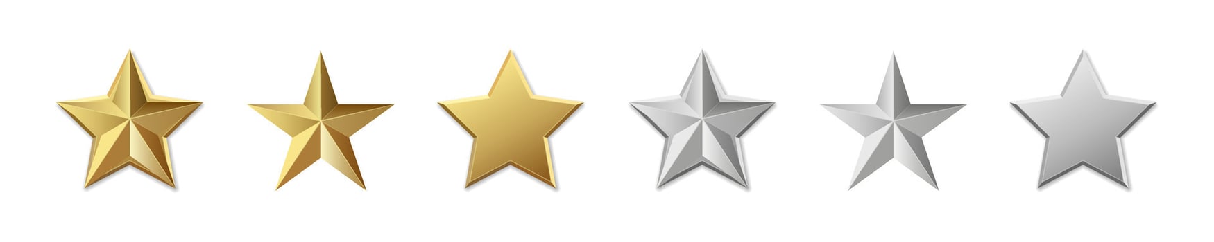Gold and Silver Star Shiny Illustration Set vector