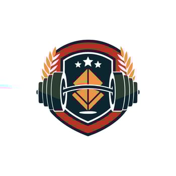 A logo for a gym with a barbell vector