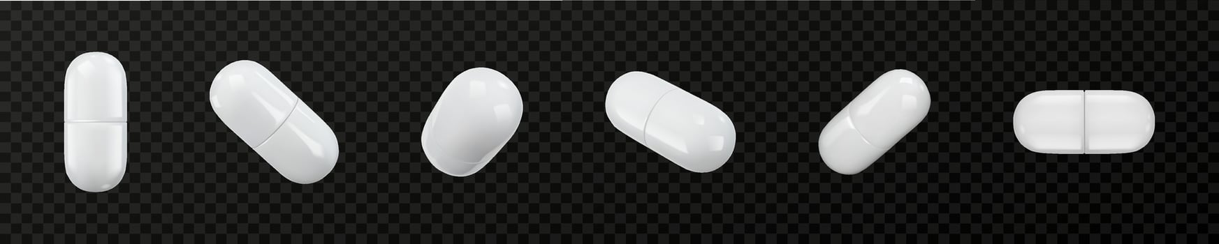 White Medical Capsules Realistic in Multiple Angles vector