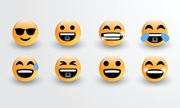 smiling emoji. Smiling face. Happy. Cute set of emoticon vector