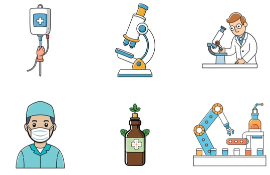 Professional Medicine Bundle Sterile Syringe Doses Collection Icons vector