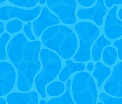 Blue water surface with ripple, top view textured seamless pattern. Sun light reflection in water, top view swimming pool, ocean, sea. illustration. vector