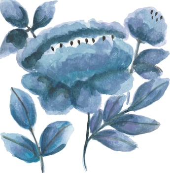 a watercolor painting of blue flowers vintage style clipart vector