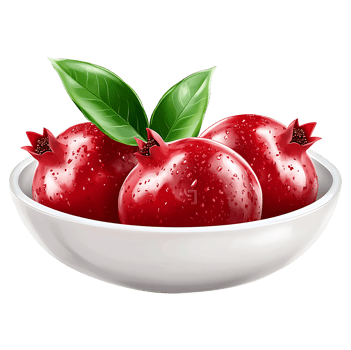 pomegranate in a wooden bowl on transparent background png