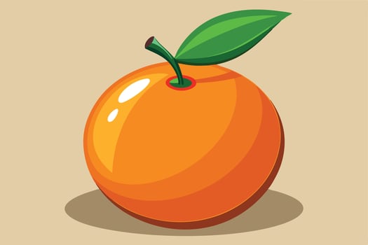 Vibrant orange fruit illustration against a pale yellow background. vector