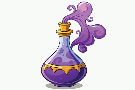 Enchanting Purple Potion Bottle with Smoke vector
