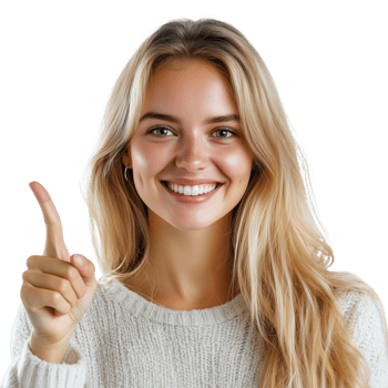 Cheerful Young Woman Gesturing with a Smile and Positive Energy png