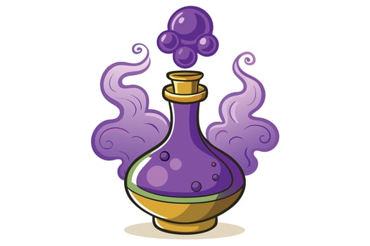Enchanted purple potion bottle illustration. vector