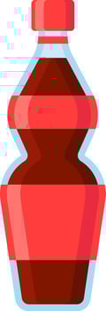 Carbonated soft drink in a plastic bottle featuring a distinctive hourglass shape, complete with a vibrant red label and matching cap, offering a refreshing beverage choice vector